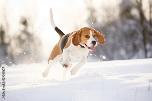 Wallpaper Mural Beagle Playing in Fresh Snow with Snowflakes on Nose Torontodigital.ca