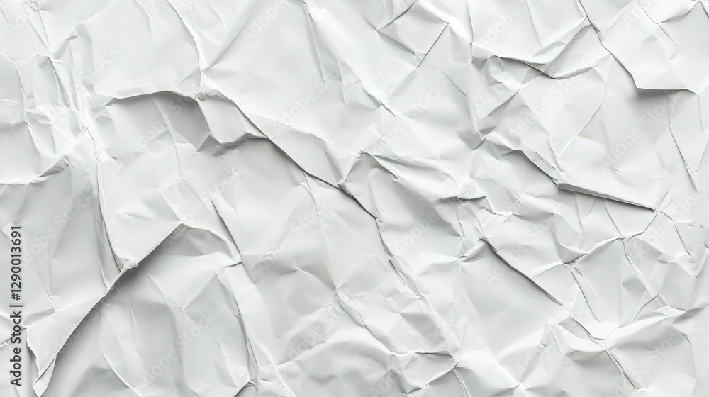 Obraz premium Crumpled White Paper Texture Showing Creases and Folds Throughout Surface
