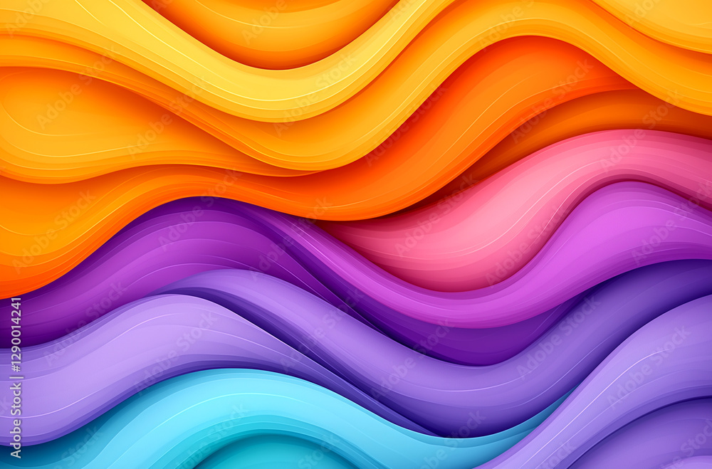 Colorful abstract background with wavy shapes and gradients, featuring a purple, orange, yellow, and blue gradient in a paper-cut style. Colorful abstract background with wavy shapes and gradients, featuring a purple, orange, yellow, and blue gradient in a paper-cut style.
