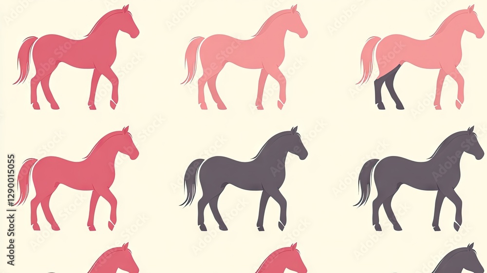 Obraz premium Pink and grey horses pattern, equine design, background texture, website design