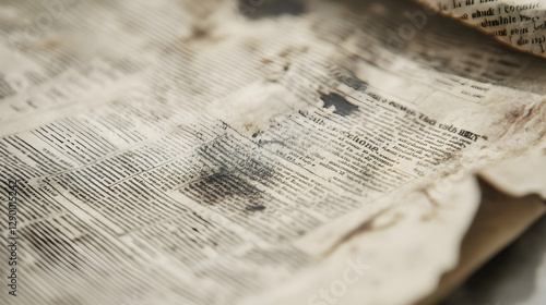 Wallpaper Mural sheet of newspaper with faded text and ink smudges, creating a nostalgic texture  Torontodigital.ca