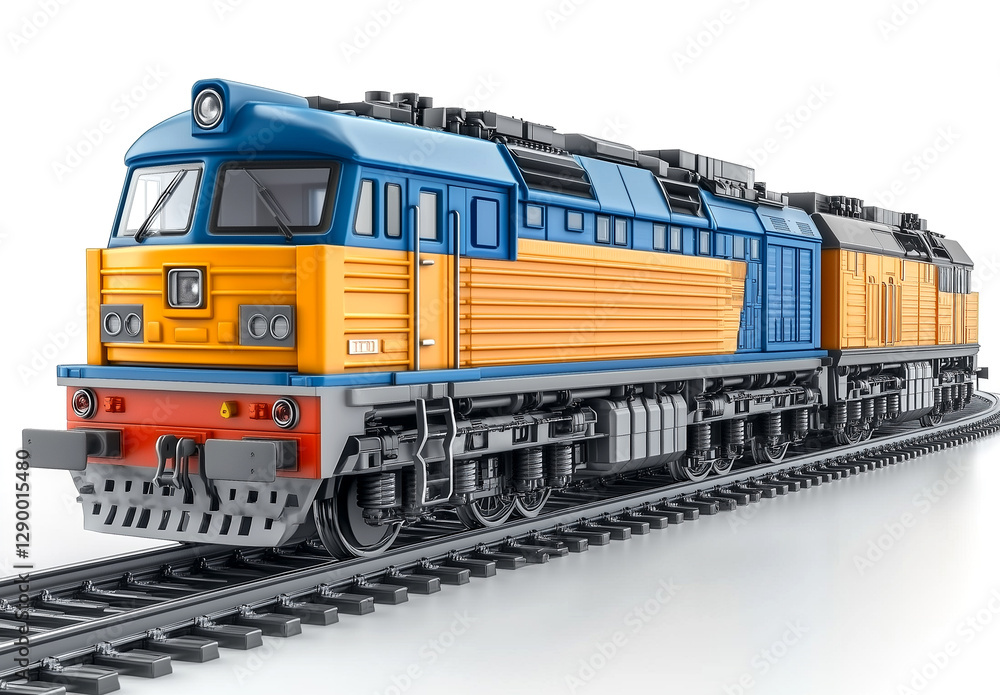 train with cargo containers on the sides, isolated on a white background. 3D rendering illustration train with cargo containers on the sides, isolated on a white background. 3D rendering illustration