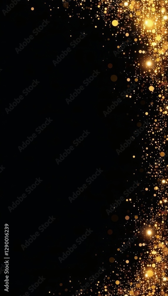 Elegant gold sparkle splatter border on black background, luxury, abstract, decoration Elegant gold sparkle splatter border on black background, luxury, abstract, decoration