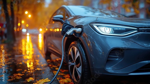 close up of the hand of a man charging an electric car concept of green energy produced from sustainable source