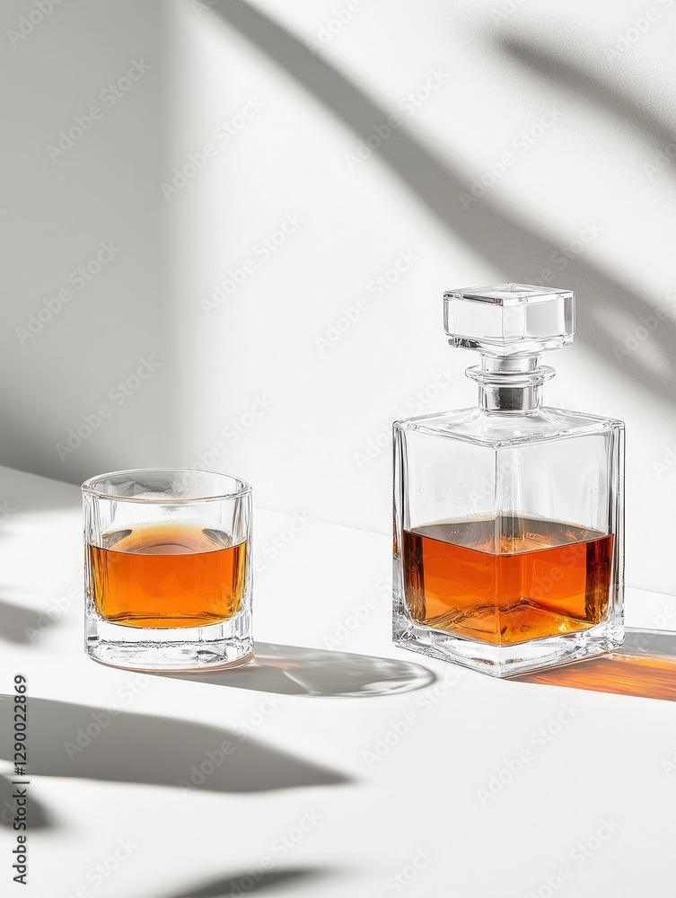 Two glimmering glasses of whiskey filled with rich amber liquid, perfect for sipping and celebrating Two glimmering glasses of whiskey filled with rich amber liquid, perfect for sipping and celebrating