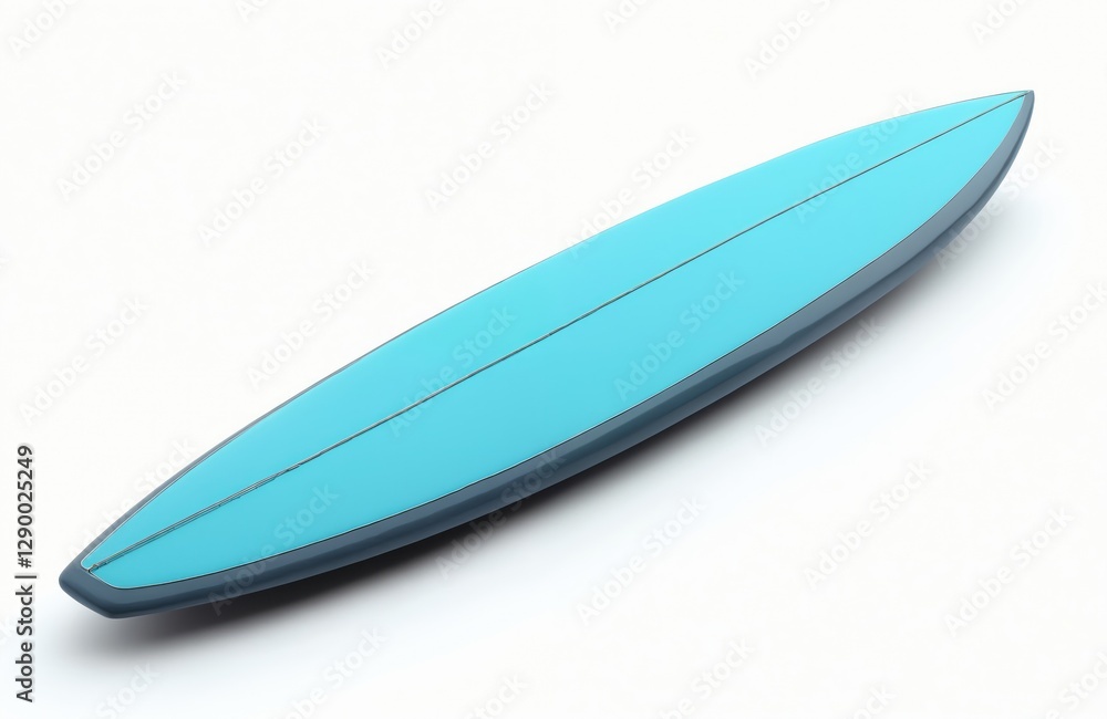 Realistic surfboard isolated on white background. Aqua board for summer surfing in minimalist style. Sport equipment for sea adventures at beach vacation, extreme water activities, training. Render Realistic surfboard isolated on white background. Aqua board for summer surfing in minimalist style. Sport equipment for sea adventures at beach vacation, extreme water activities, training. Render