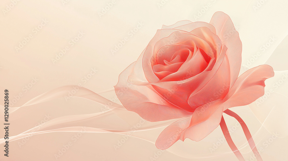 silky pink rose on a beige background silky pink rose on a beige background