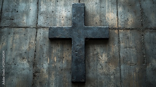 cross on concrete wall religion concept