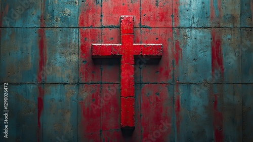 cross on concrete wall religion concept