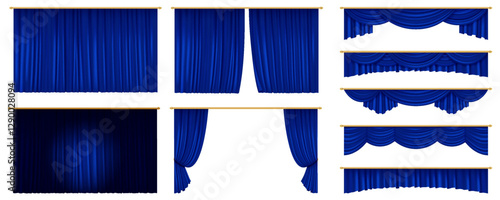Realistic 3D illustration of a classic red theater curtain with a grand spotlight effect, symbolizing anticipation and stage performance openings.