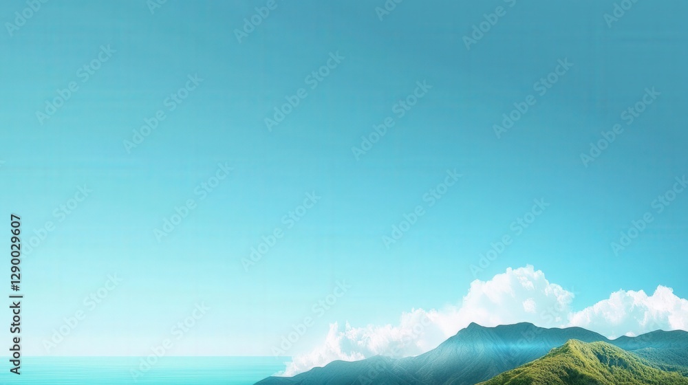 Naklejka premium A beautiful blue sky with a mountain in the background