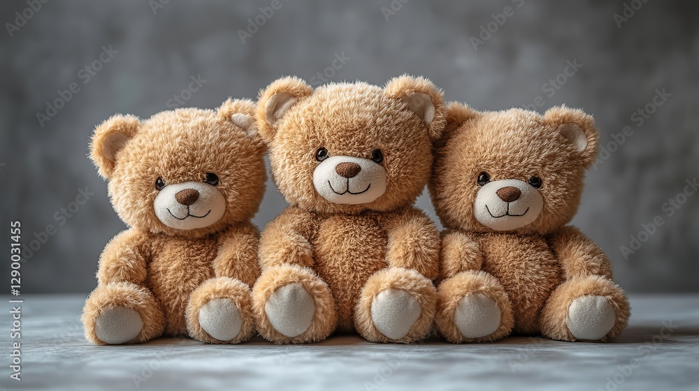 Obraz premium cute teddy bears on white background with copy space retro toned