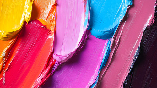 paint strokes with thick layers of vibrant colors 