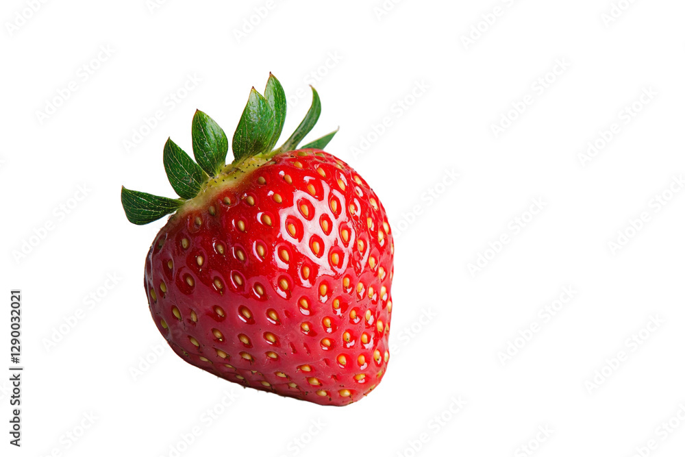 Red strawberry with green leaves on top, isolated Red strawberry with green leaves on top, isolated