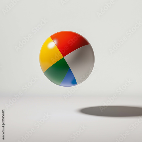 colorful beach ball with red, yellow, green, and white sections floats above soft shadow on light background, evoking sense of fun and summer Free Download colorful beach ball with red, yellow, green, and white sections floats above soft shadow on light background, evoking sense of fun and summer - GFXLoad