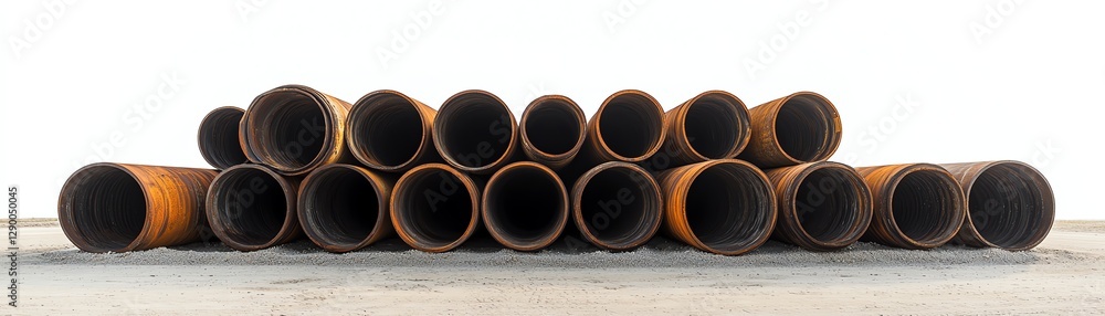 Stack of industrial pipes on a white isolated background. Stack of industrial pipes on a white isolated background.
