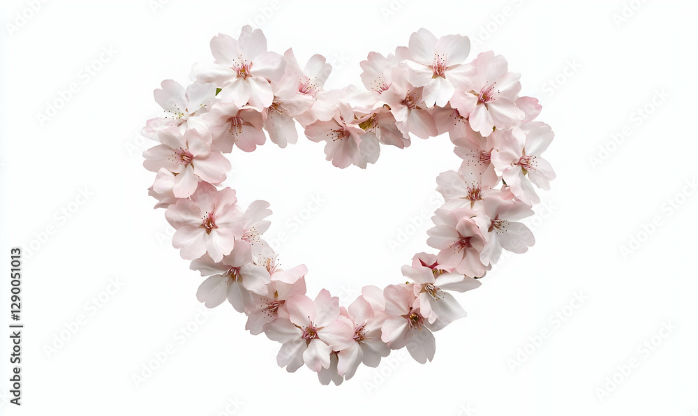 Obraz premium Heart Shaped Arrangement of Delicate Pink Cherry Blossom Flowers