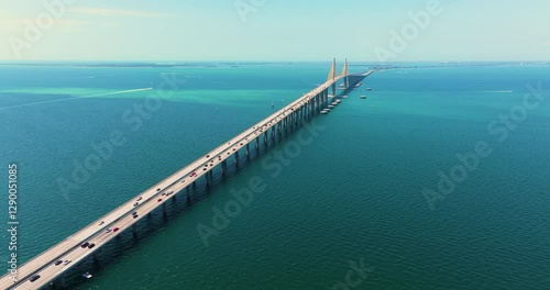 Wallpaper Mural Sunshine Skyway Bridge in Florida, USA. Driving traffic over Tampa Bay Torontodigital.ca