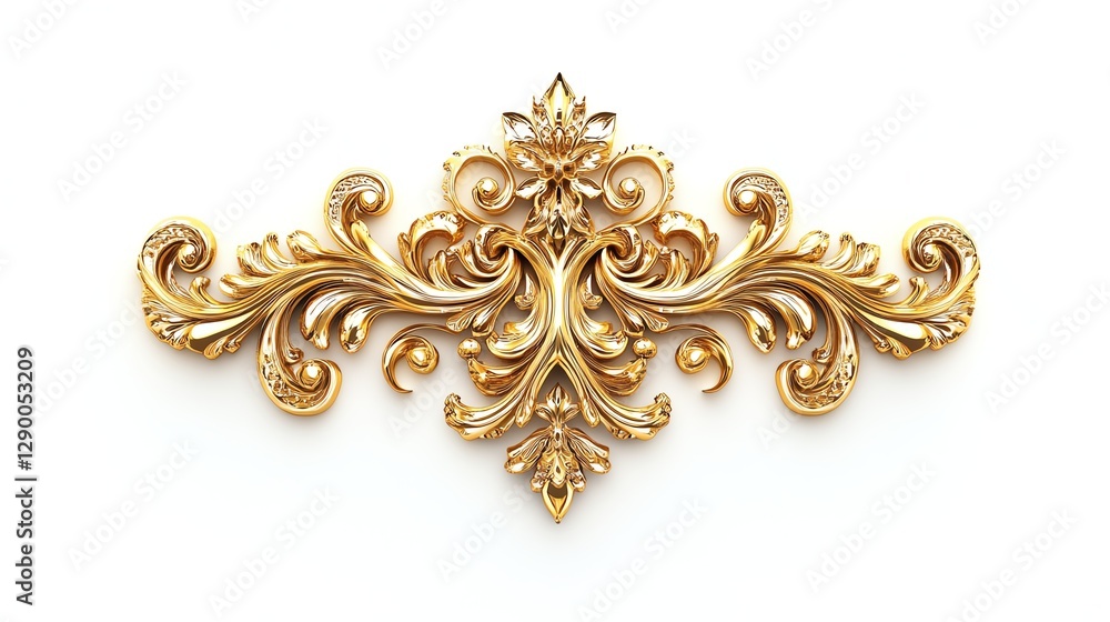 Elegant golden decorative element on white isolated background. Elegant golden decorative element on white isolated background.
