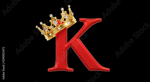 Royal Letter K: A Red Kingly Initial with Golden Crown