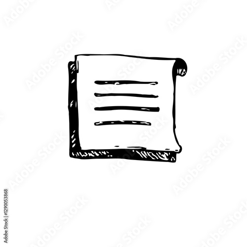 Doodle Style Paper Stack Icon Illustration