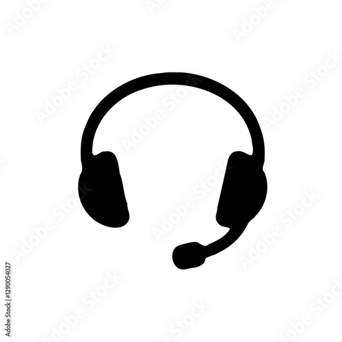 Headset Communication Black Silhouette Icon