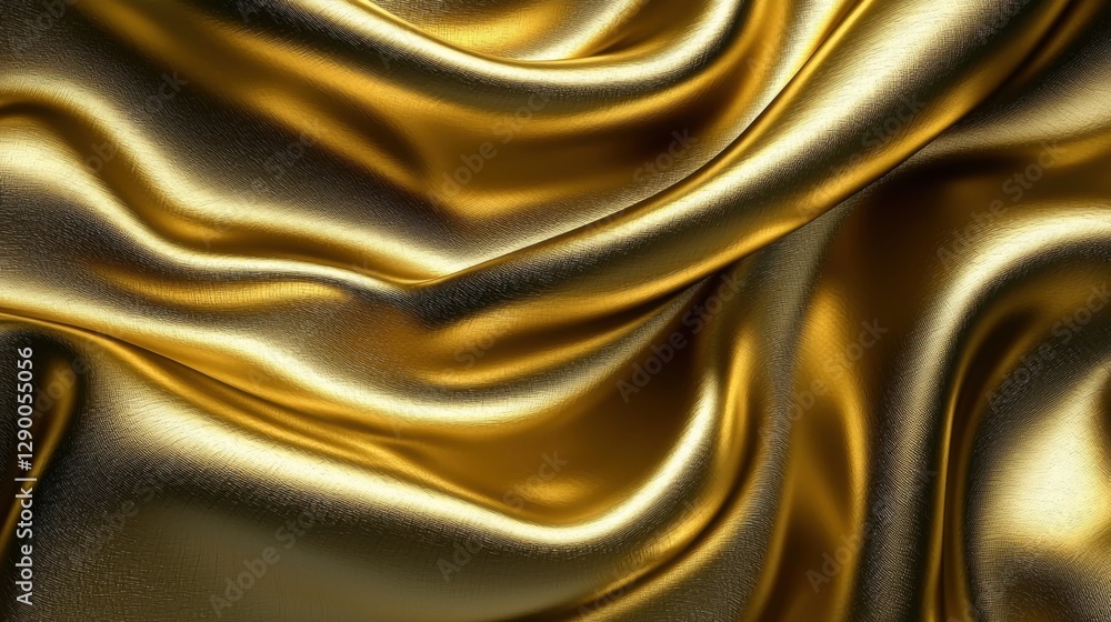 Fototapeta premium A smooth abstract golden wave gradient background with fluid light reflections, creating a rich and dynamic shimmering effect