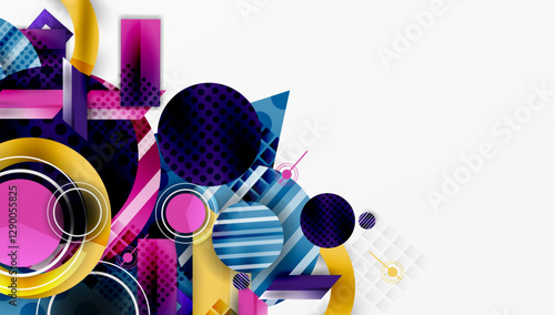 Complex geometric background with circles and triangles