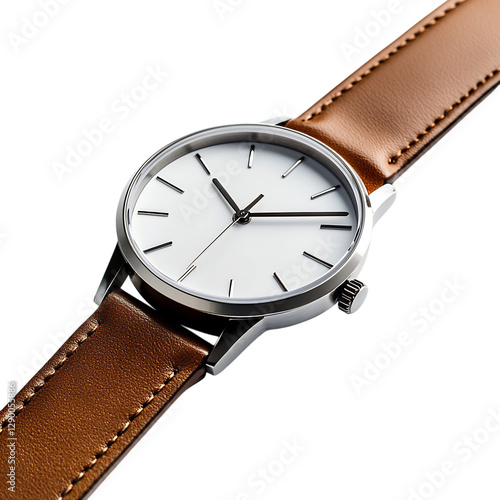 Wallpaper Mural A Minimalist Men's Watch with Brown Leather Strap Isolated on Transparent Background Torontodigital.ca