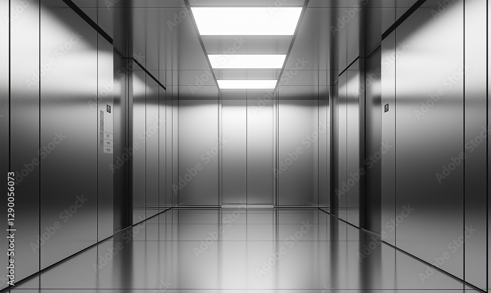 Spacious elevator featuring a polished metal finish, sleek interiors, and refined design for vertical transit. Spacious elevator featuring a polished metal finish, sleek interiors, and refined design for vertical transit.