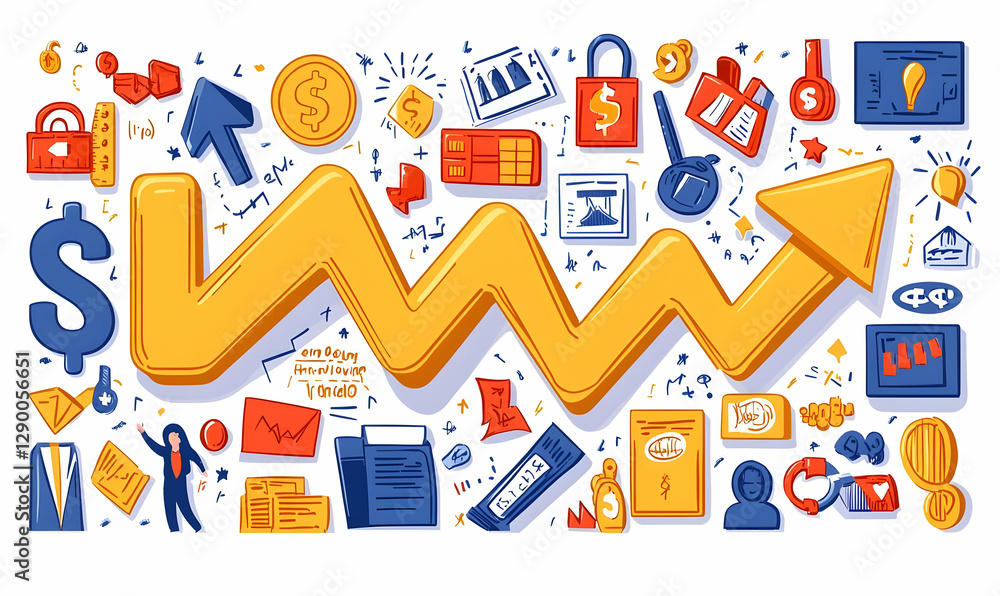 Obraz premium Colorful Illustration of Business Growth and Financial Success Concepts