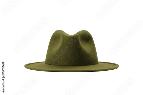 Green hat with a pointy top and a green brim, isolated photo