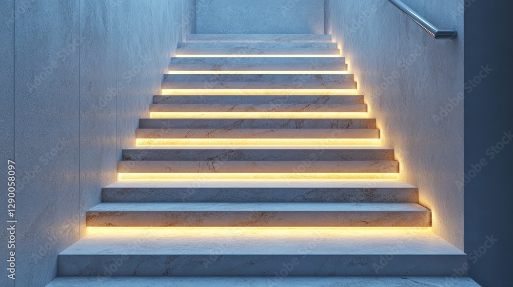 Obraz premium Modern marble stairs with glowing light