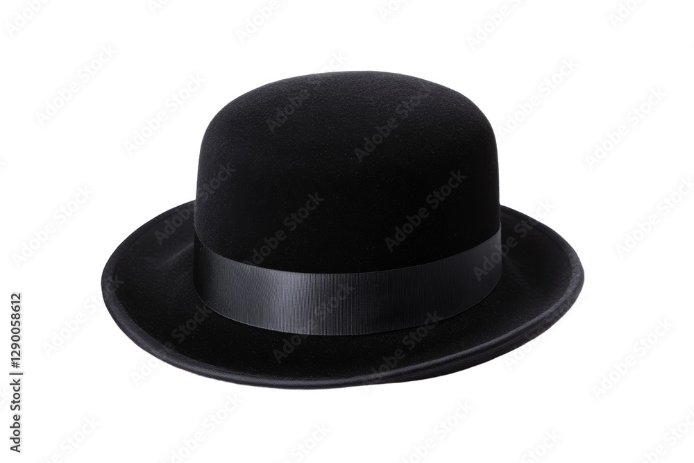 Black hat with a black ribbon tied around it, isolated Black hat with a black ribbon tied around it, isolated