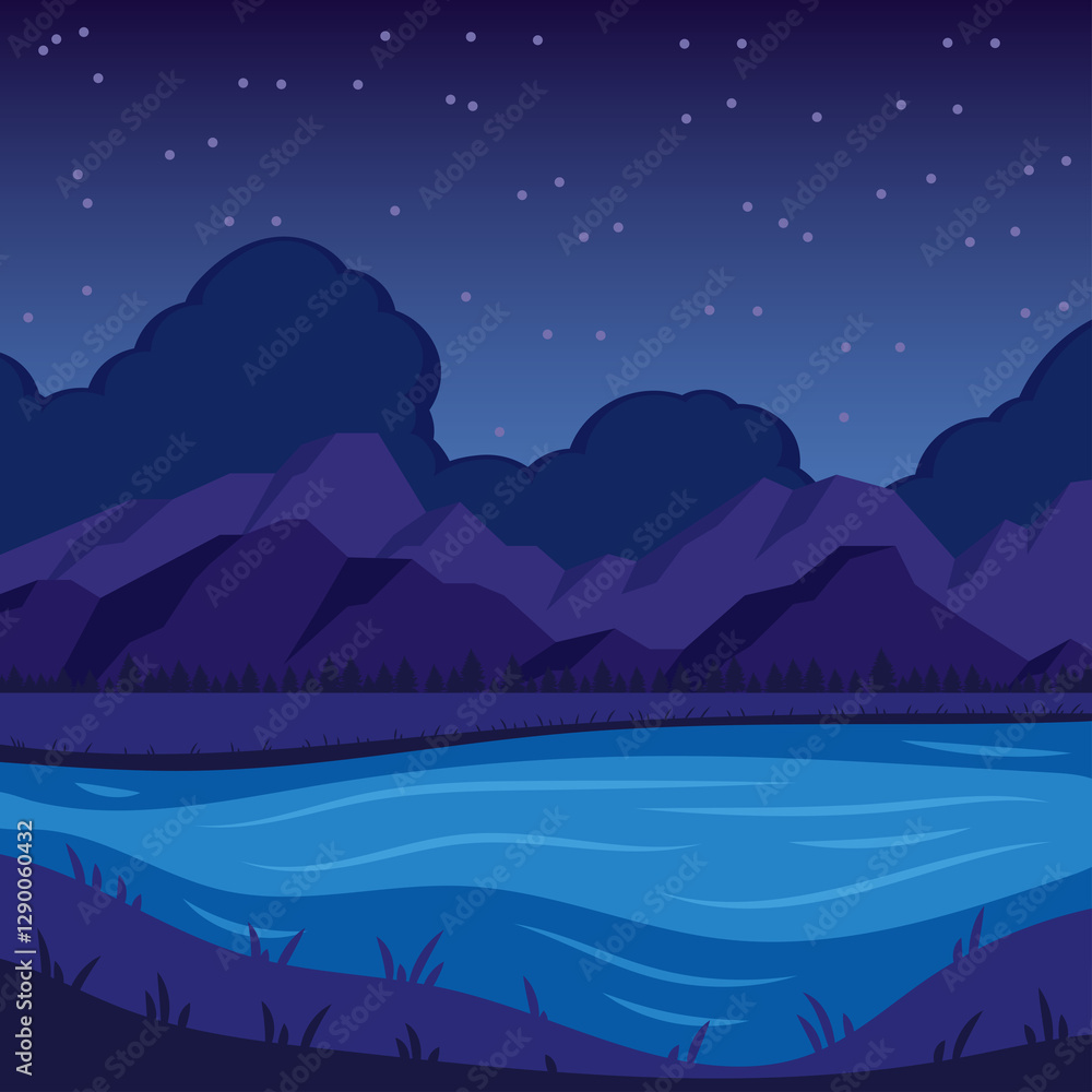 Fototapeta premium Landscape Flat Illustration