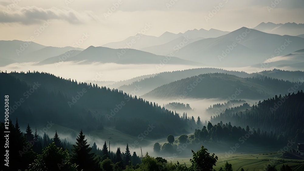 Obraz premium misty morning in the mountains