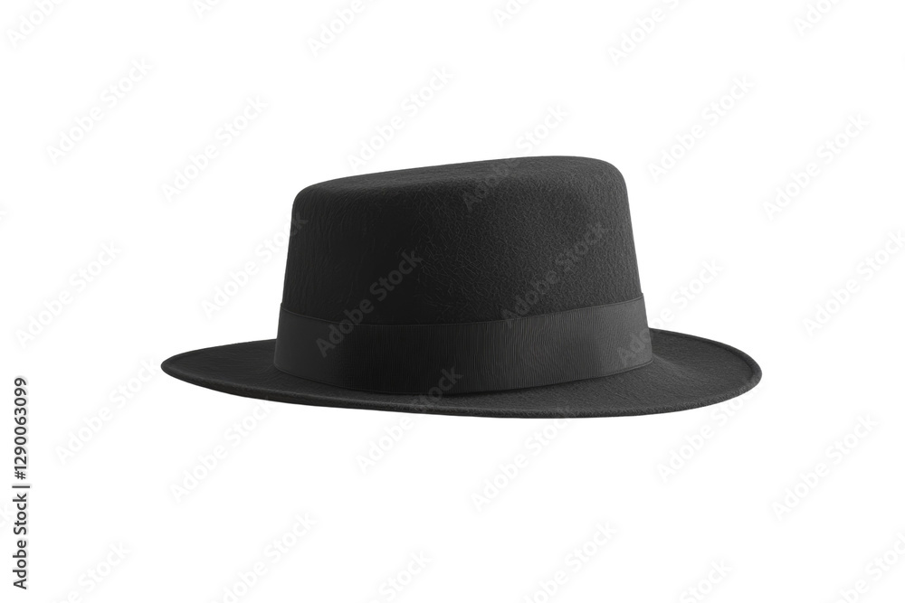 Black hat with a ribbon around the base, isolated Black hat with a ribbon around the base, isolated