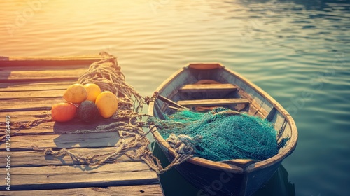 Tranquil Fishing Boat at Serene Harbor