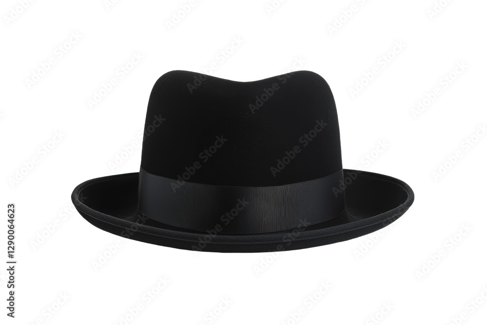 Black hat with a black ribbon around it, isolated Black hat with a black ribbon around it, isolated