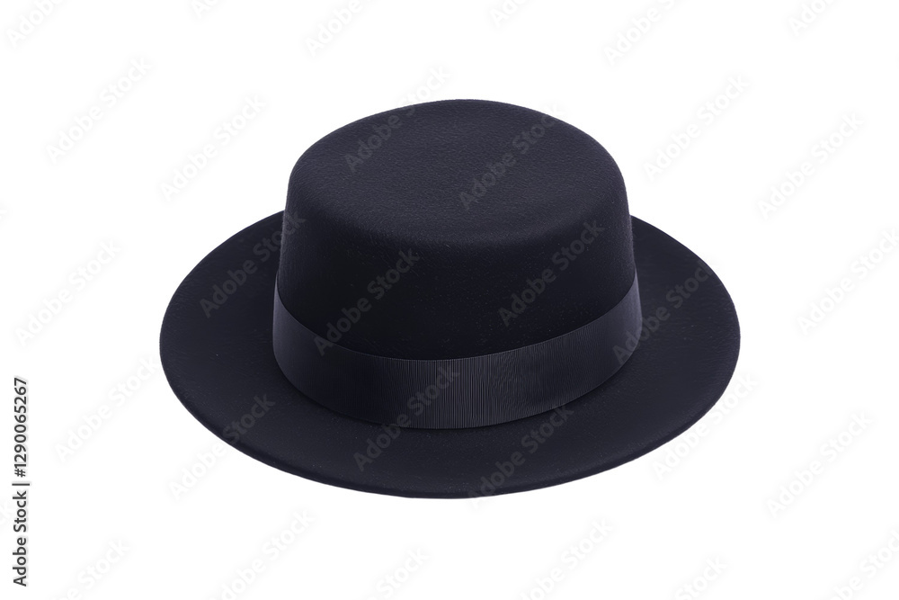 Black hat with a ribbon tied around it, isolated Black hat with a ribbon tied around it, isolated