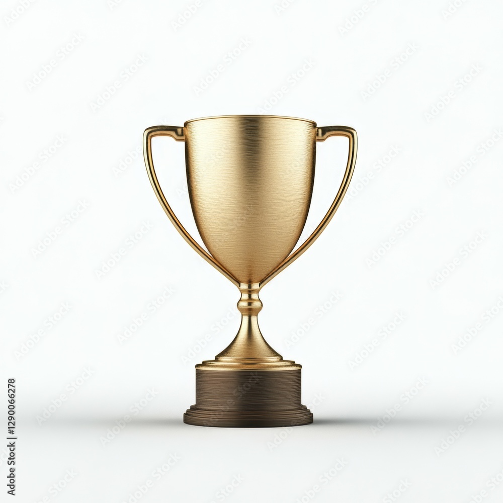 Golden Trophy on a Minimalist White Background Golden Trophy on a Minimalist White Background