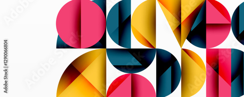 Minimal geometric abstract background. Circle square and triangle design