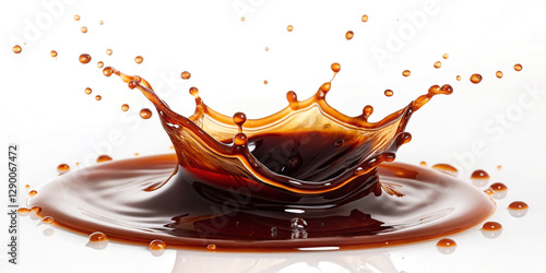 Exciting Splash of Soy Sauce Isolated on a Clean Background for Flavorful Dishes