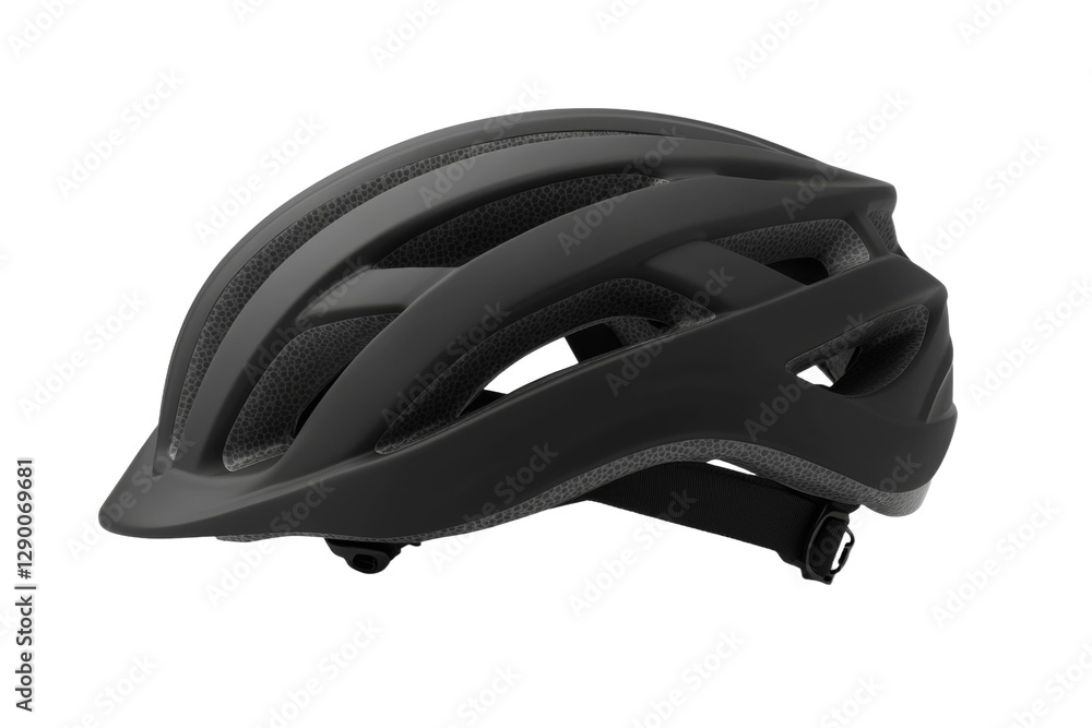 Black helmet with a white stripe on the front, isolated Black helmet with a white stripe on the front, isolated