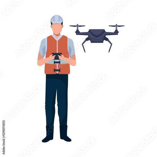 Drone pilot with safety vest icon