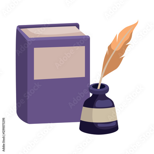 Poem book with ink bottle and quill icon