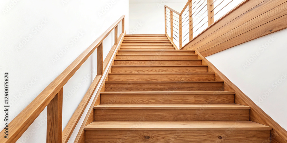 Stylish Wooden Staircases Showcasing Craftsmanship and Design Isolated on a White Background Stylish Wooden Staircases Showcasing Craftsmanship and Design Isolated on a White Background