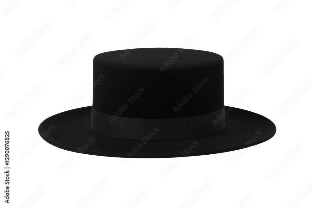 Black hat with a ribbon around the base, isolated Black hat with a ribbon around the base, isolated