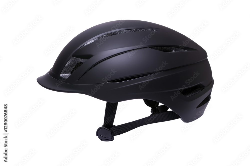 Fototapeta premium Black helmet with a white stripe on the side, isolated