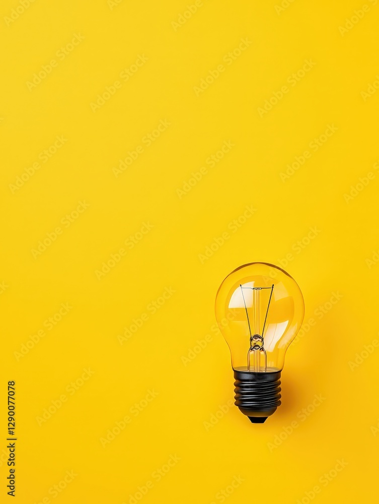 Illuminating light bulb set against a bright yellow background creating a vibrant and energetic atmosphere of innovation Illuminating light bulb set against a bright yellow background creating a vibrant and energetic atmosphere of innovation